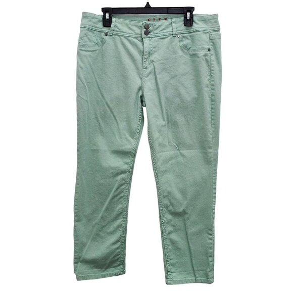 Elle Paris Woman's Mint Green Stretch‎ Cropped Denim Ankle Jeans Plus Size 16 - Picture 1 of 4